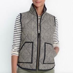 J. Crew Excursion Quilted Herringbone Puffer Vest Black & White - Size S